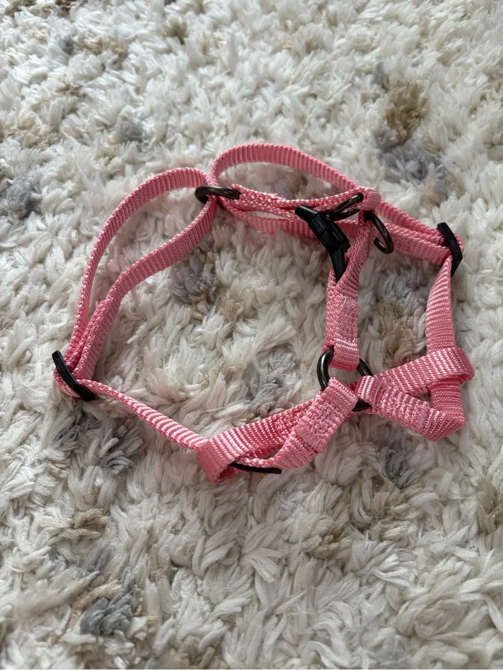Adjustable Pink Cat Harness with Secure Black Hardware*